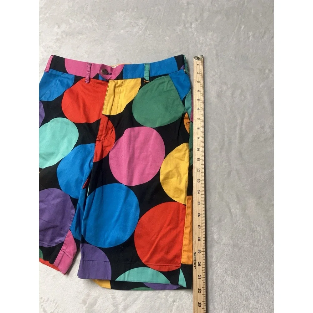 Loudmouth Golf Shorts Mens 34 (33x10) Multicolor Rainbow Circle Print AOP Chino